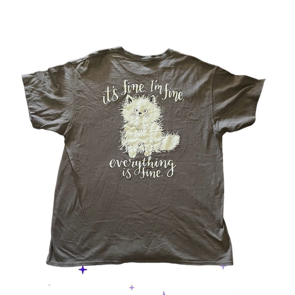 SOUTHERN ATTITUDE T SHIRT CAT T SHIRT WOMEN SIZE X LARGE GRAY ITS FINE, IM FINE - Picture 3 of 4